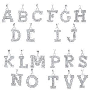 STERLING SILVER 925 RHODIUM PLATED CZ INITIALS  PENDANT